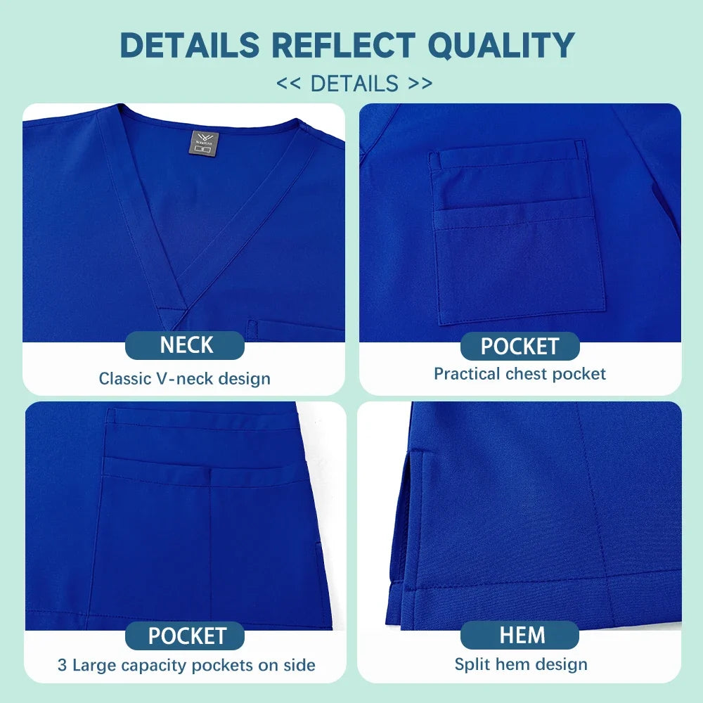 Unisex Medical Scrub Set - Nursing, Dental, Lab & Clinical Workwear Top and Pants