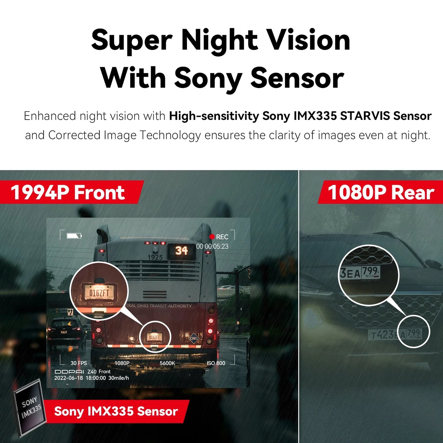 DDPAI Z40 Dash Cam - Sony IMX335 Car Camera Recorder, 1944P HD Video, GPS Tracking, 360° Rotation, WiFi DVR, 24H Parking Protection
