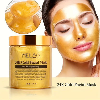 MELAO 24K Gold Collagen Face Mask – Moisturizing & Brightening Facial Treatment for Glowing Skin