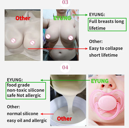 Eyung Silicone Fake Breasts – H Cup Crossdresser & Transgender Bodysuit Breastplate