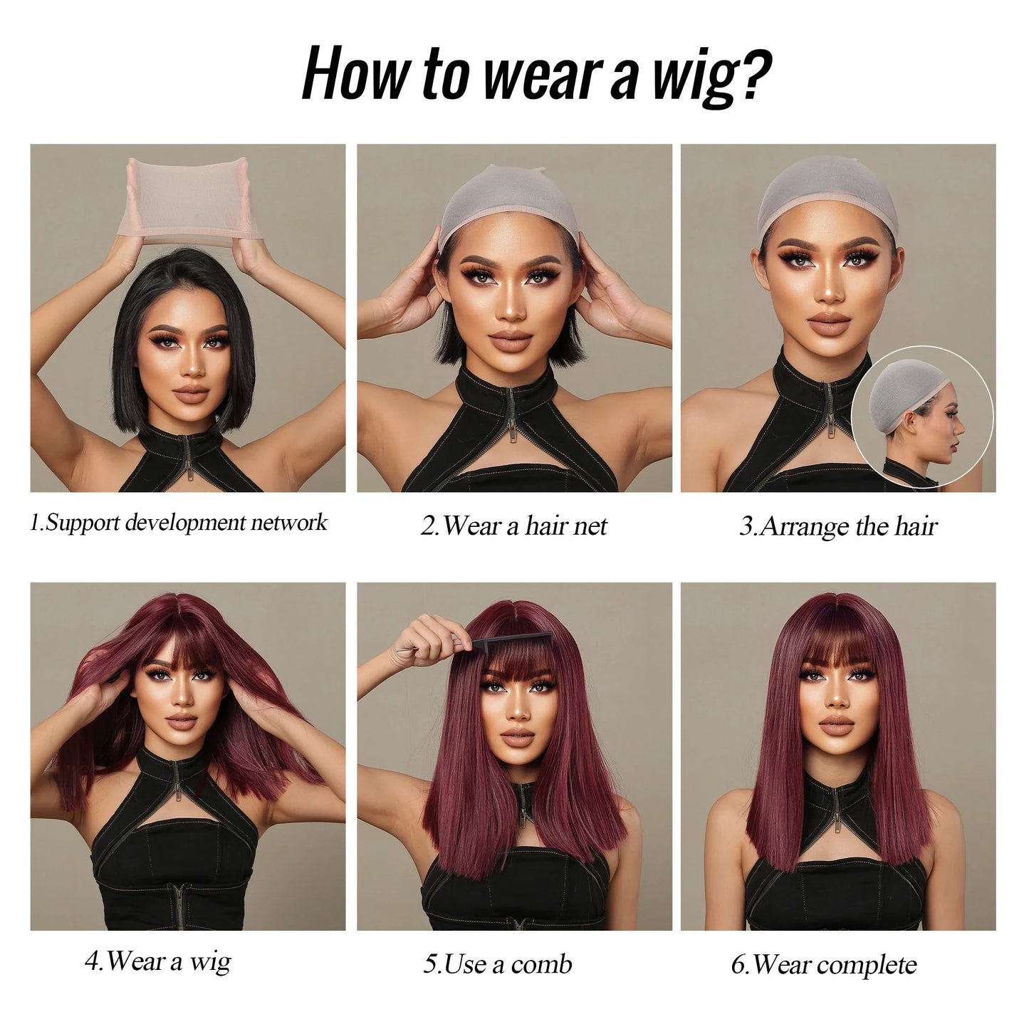 Ombre Honey Brown Long Synthetic Wig with Bangs — Wavy, Realistic, Soft, Heat-Resistant Hair for Daily & Party