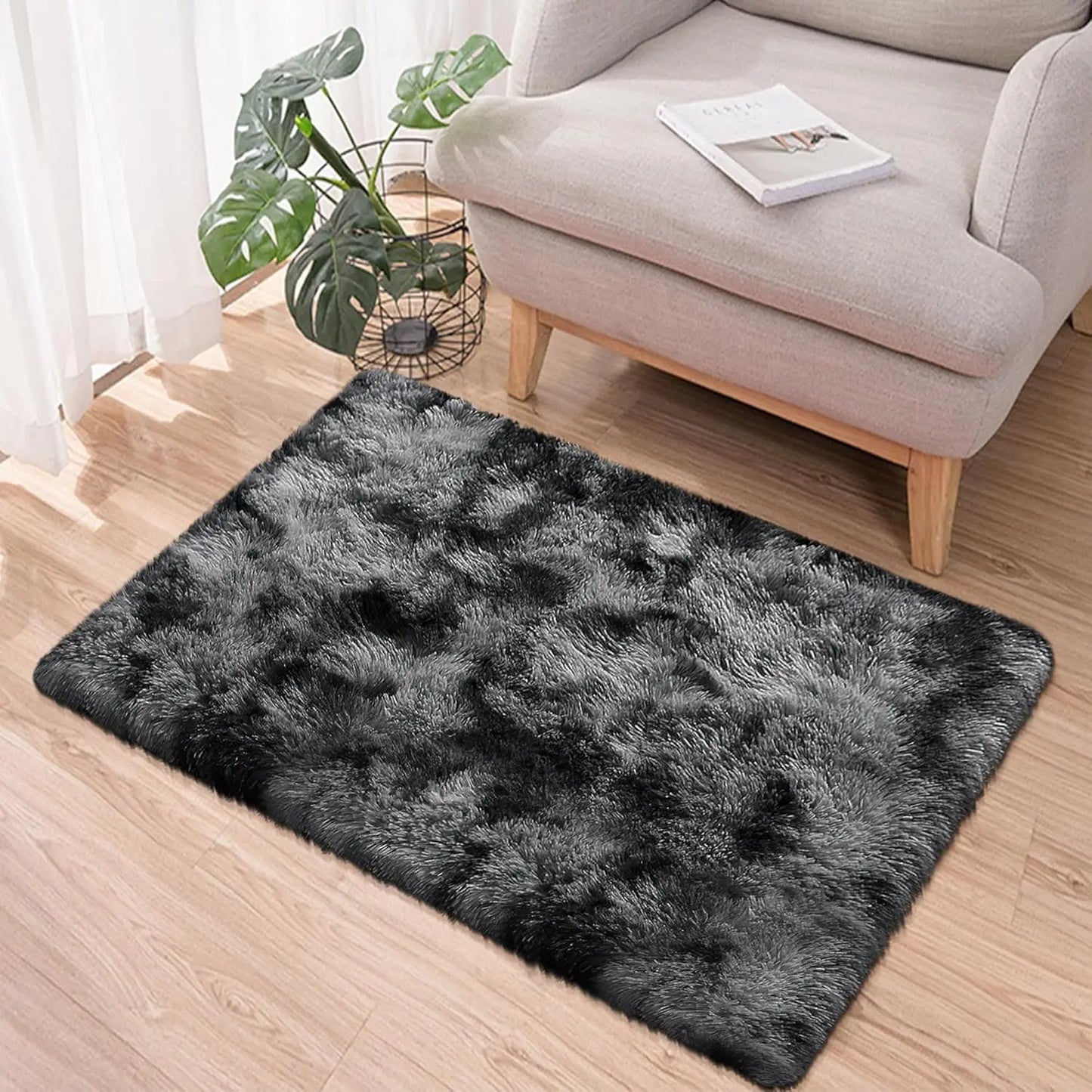 VIKAMA Silk Wool Tie-Dye Rug – Non-Slip Washable Carpet for Kids Room, Living Room & Bedroom