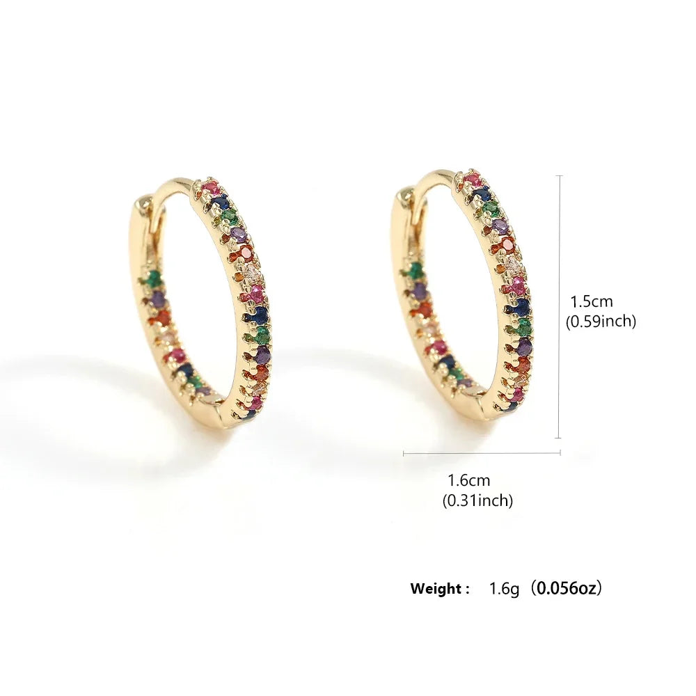 Colorful Zircon Round Earrings – Elegant Jewelry for Women, Stylish Daily & Party Wear Accessories