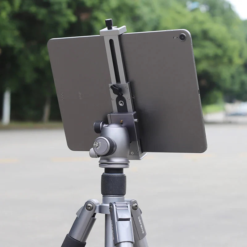 Universal Aluminum Alloy Tablet & Phone Stand – Adjustable Tripod Holder Clip for Mobile Devices