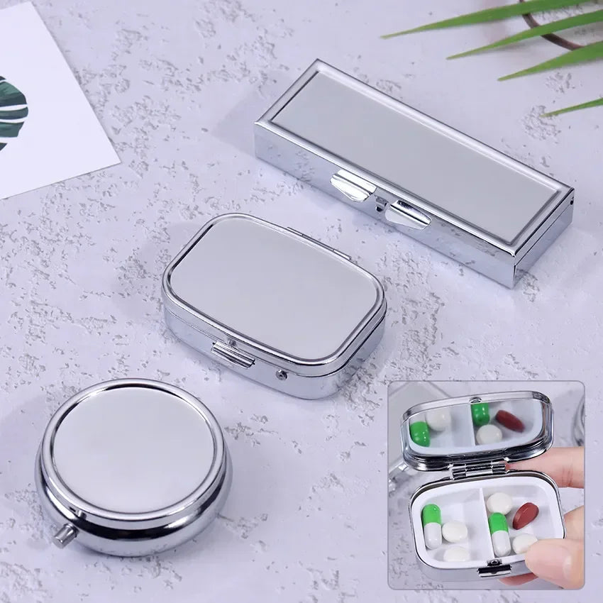 Portable Metal Pill Box - Travel Medicine Organizer with Pill Splitter & Compact Storage Case