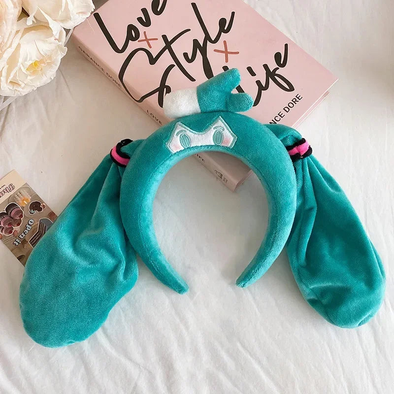 Hatsune Miku Cute Plush Hairband — Soft Headband for Spa, Yoga, Face Washing & Girls Gift
