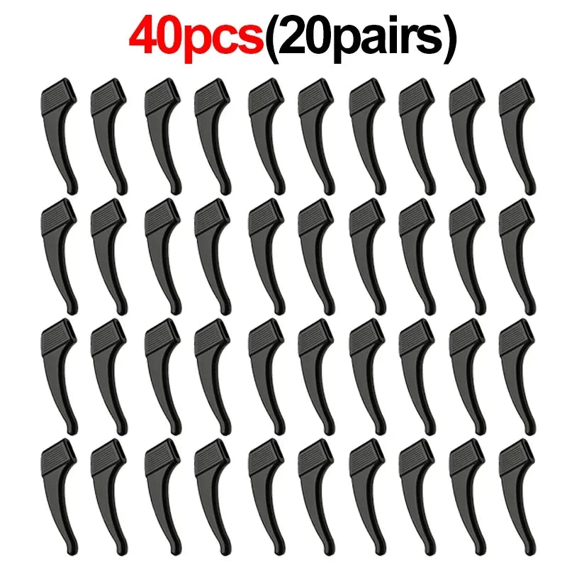 2/40PCS Silicone Ear Hooks for Glasses | Anti-Slip Eyewear Grip, Temple Sleeve & Sunglasses Holder Accessories