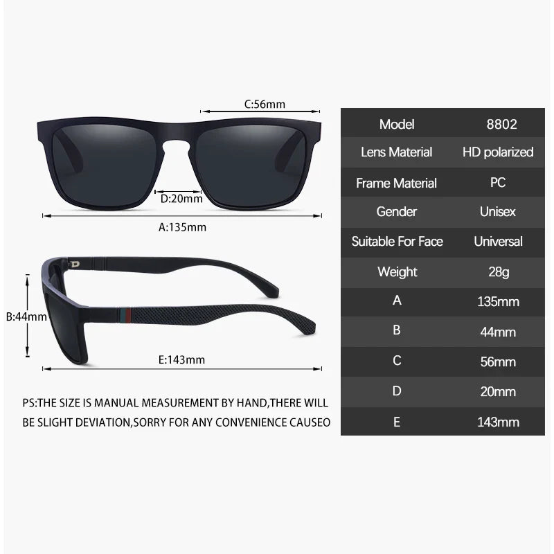 Square Vintage Polarized Sunglasses – Retro UV400 Driving & Fishing Sun Glasses for Men & Women