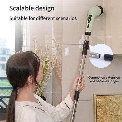 9-in-1 Electric Spin Cleaning Scrubber - Multifunctional Electric Cleaning Tools for Kitchen, Bathroom, and Parlour - Handy Cleaning Gadgets