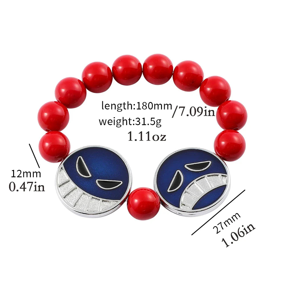 Anime Red Beads Bracelet Necklace – Portgas D. Ace Cosplay Jewelry Accessories for Fashion & Party Gifts