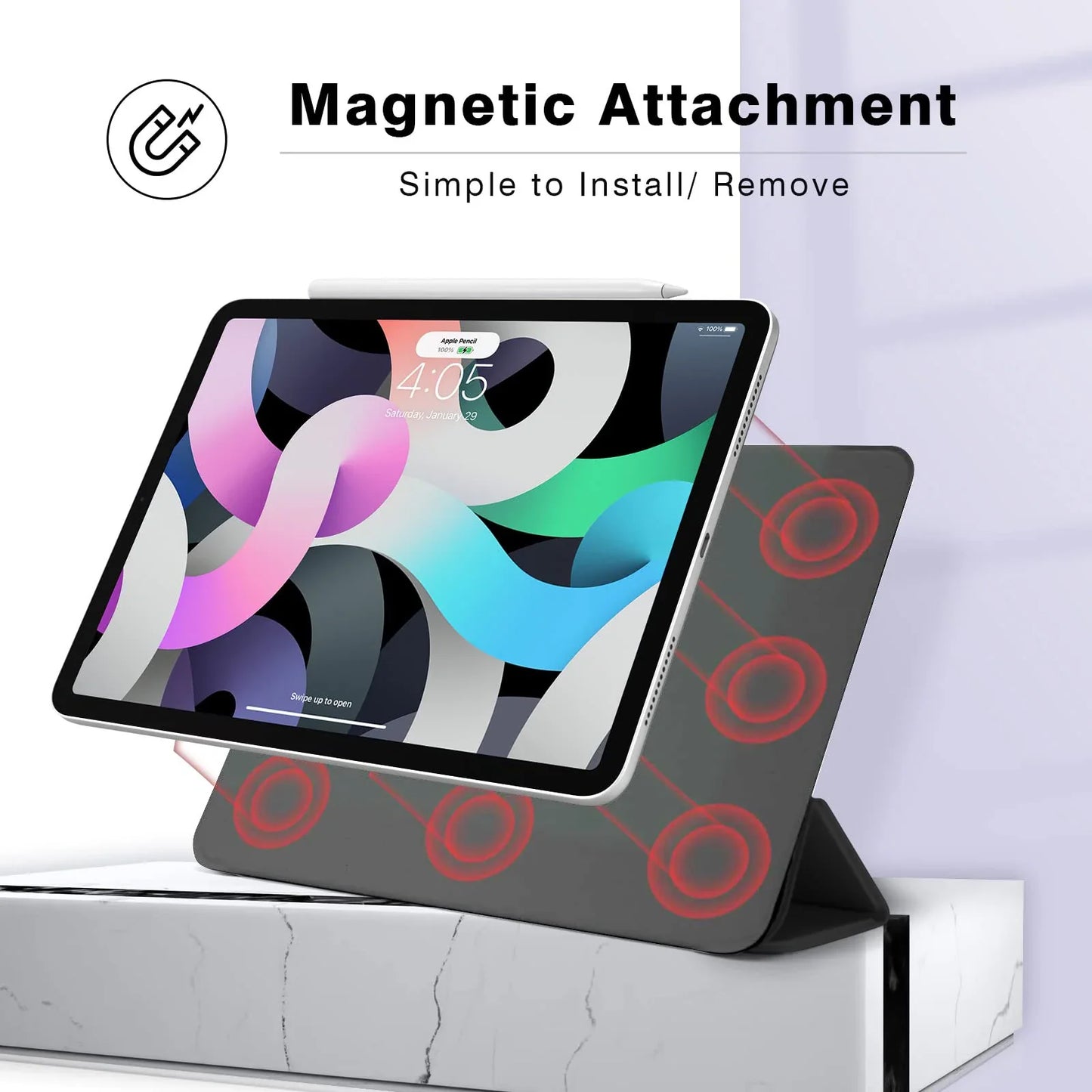 Magnetic Trifold Stand Case for iPad Pro & Air – Slim Fit for iPad Pro 12.9, Air 5/6, M4/M2 (2024 & 10th Gen)