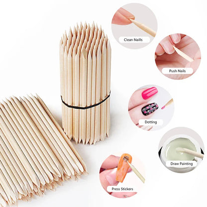 Lurayee Orange Wood Nail Cuticle Pusher – Manicure Tool for Nail Art, Gel Polish, and Nail Design