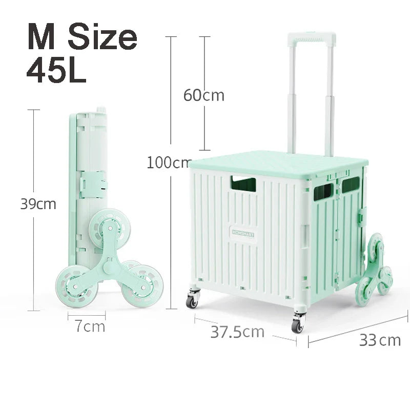 45/65L Folding Shopping Cart Trolley – Portable Home Cart with 2/4/8 Wheels