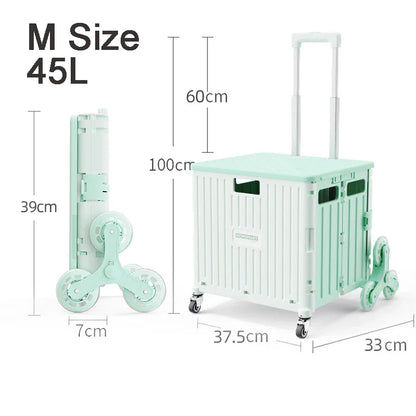 45/65L Folding Shopping Cart Trolley – Portable Home Cart with 2/4/8 Wheels