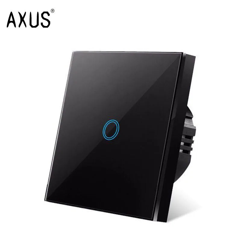 AXUS EU Touch Switch | AC100-240V LED Backlight Panel, Tempered Glass Wall Light Sensor Switch, 1/2/3 Gang