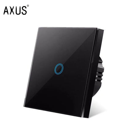 AXUS EU Touch Switch | AC100-240V LED Backlight Panel, Tempered Glass Wall Light Sensor Switch, 1/2/3 Gang