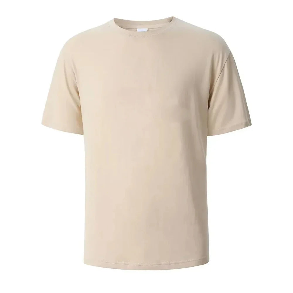 Heavyweight 100% Cotton T-Shirt - Thick Knit Round Neck Short Sleeve Tee 500/300g