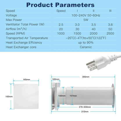 VT100 4-Inch Wall Mount Ventilation Fan – Ceramic Filter, Reversible Remote, Eco Kitchen Exhaust