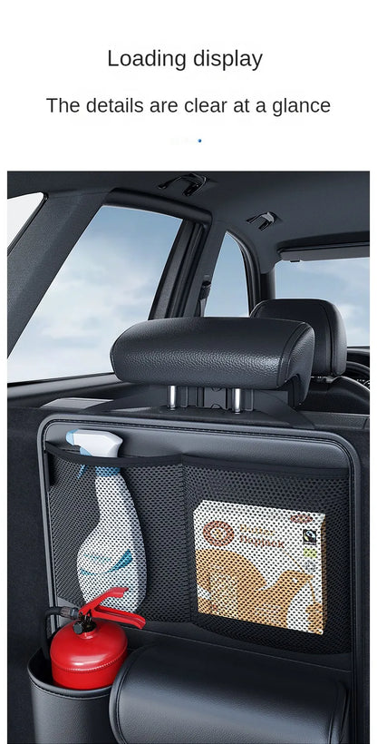 Car Trunk Leather Storage Bag – Foldable Seat Back Tools Organizer, UV-Protected Multifunctional Hanging Organizer for SUVs