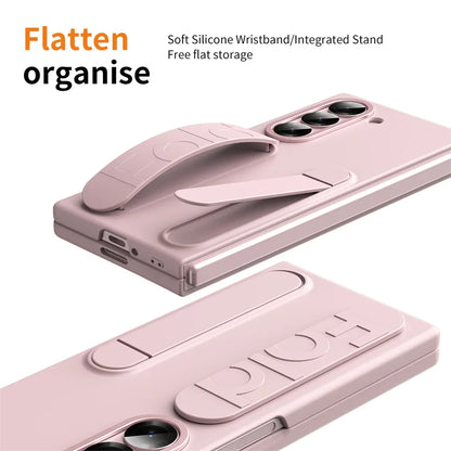 Luxury Wristband Case for Samsung Galaxy Z Fold 3-7 – Invisible Bracket Silicone Cover with Hand Strap & Folding Stand