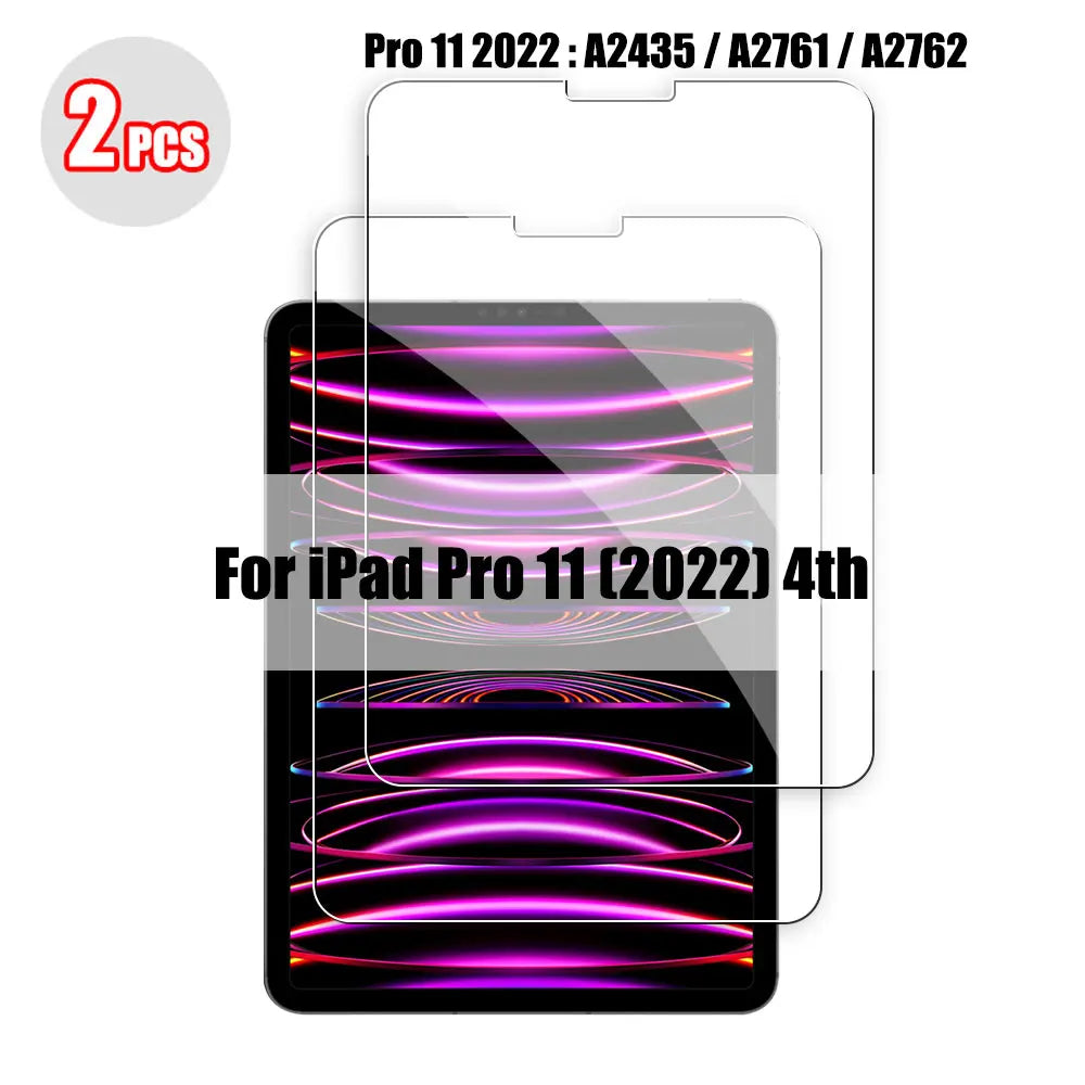 2PCS Tempered Glass Screen Protector for iPad Pro 11/12.9, Air 4/3/2, Mini 6/5/4/3 (2021/2024 Models)