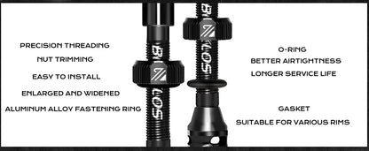 BUCKLOS Tubeless Presta Valves 40–100mm — Aluminum Alloy Bike Valve Stem for Road & MTB