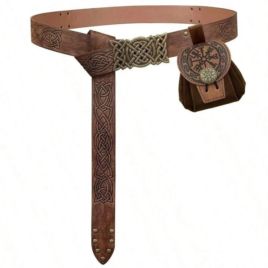 Steampunk PU Leather Fanny Pack for Men – Medieval Cosplay Waist Bag, Coin Purse, Hip Belt Bag