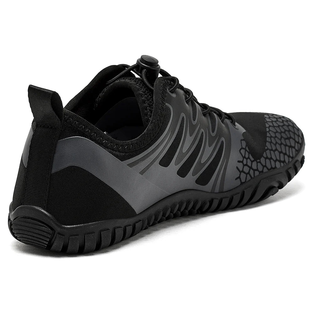 HOBIBEAR Wide Toe Barefoot Shoes – Unisex Artificial Leather Outdoor Walking Sneakers, Zero Drop Minimalist with Elastic Band