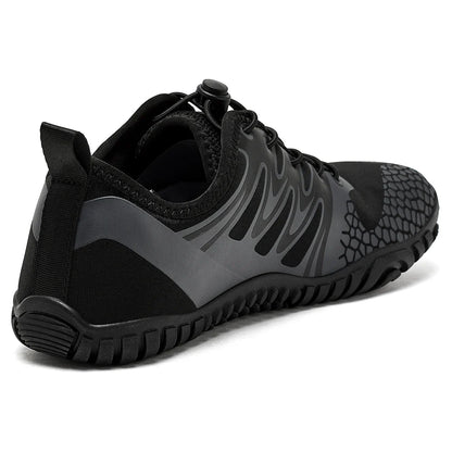 HOBIBEAR Wide Toe Barefoot Shoes – Unisex Artificial Leather Outdoor Walking Sneakers, Zero Drop Minimalist with Elastic Band