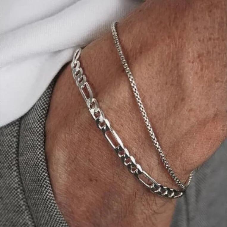 3-Piece Stainless Steel Jewelry Set – Men’s & Women’s Retro Bracelet, Necklace, Ring for Punk Hip Hop Fashion