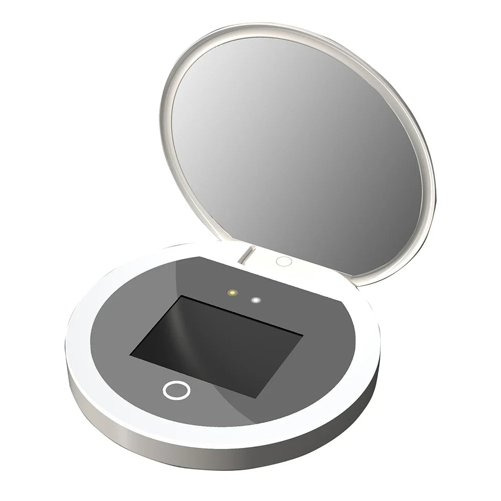 TENGMIR UV Smart Sunscreen Makeup Mirror – Portable LED Light UV Detection & Sunscreen Testing Mirror