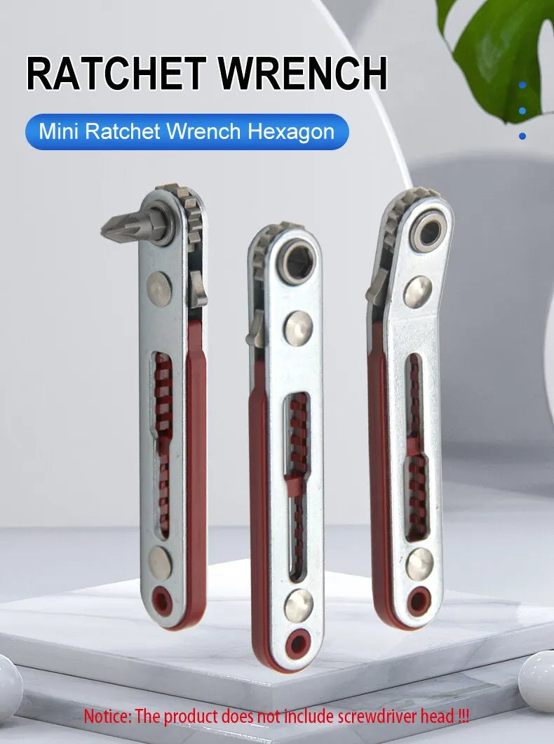 Multifunctional Bidirectional Ratchet Screwdriver — Forward & Reverse Elbow Wrench with Flat and Cross Heads