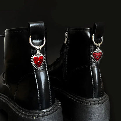 2PCS Enamel Rose Flowers & Hearts Martin Boots Shoes Buckles - Gothic Turkish Evil Eye Shoes Accessories, Lucky Jewelry