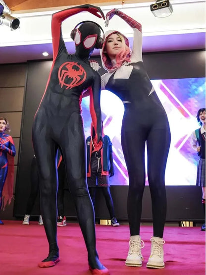 Anime Superhero Cosplay Spider-Man Bodysuit — Miles & Gwen Halloween Carnival Party Couple Costume