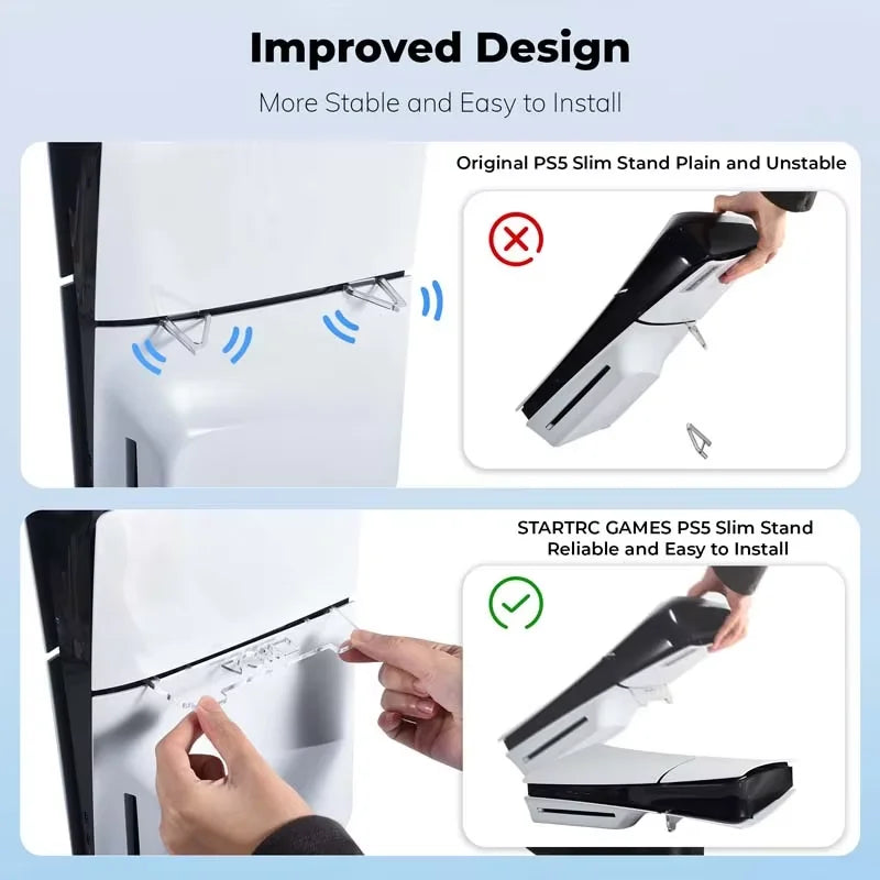 PS5 Slim & PS5 Pro Horizontal Acrylic Stand – Transparent Console Base Holder & Storage Bracket Gaming Accessories