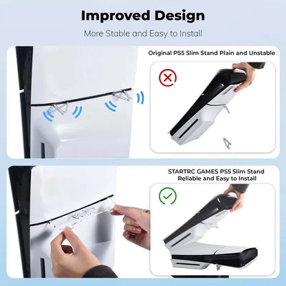 PS5 Slim & PS5 Pro Horizontal Acrylic Stand – Transparent Console Base Holder & Storage Bracket Gaming Accessories