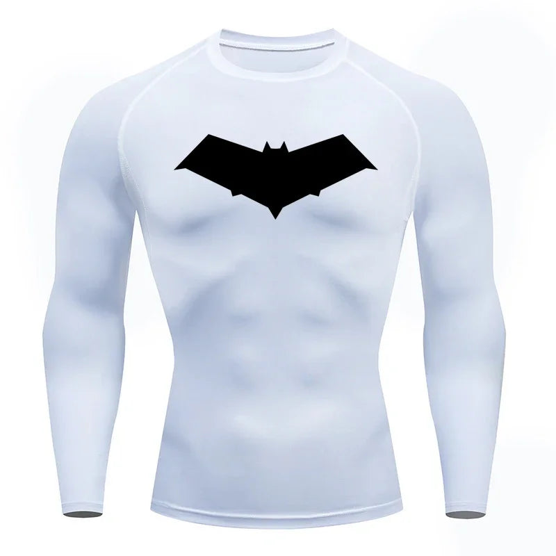 Men’s Summer Casual Compression T-Shirt — Quick-Dry Bat Print Fitness, Gym, MMA Rashguard Workout Tee