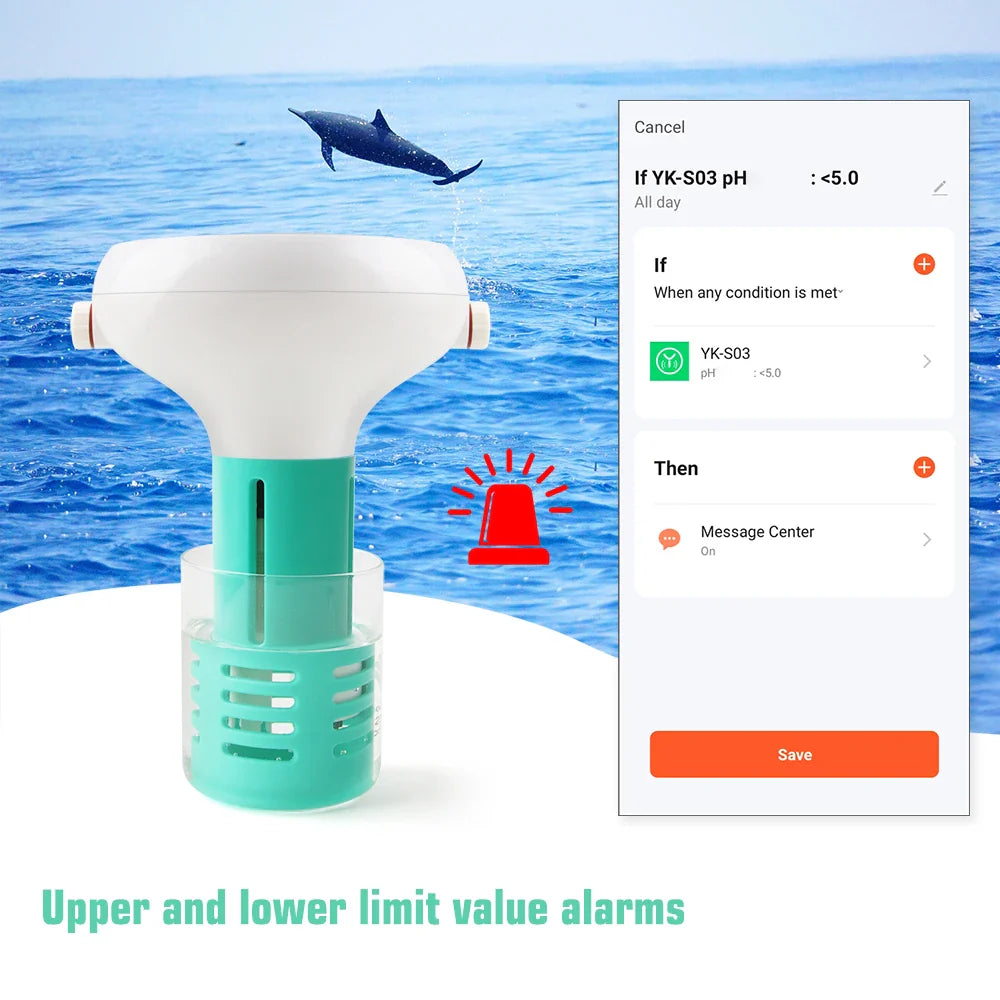 Tuya ZigBee 7 in 1 Chlorine Meter – PH, ORP, TDS, Salinity, Temp, and CL Test for Swimming Pool Water