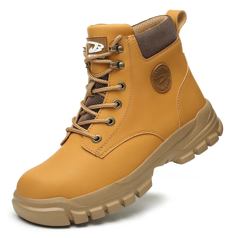 2024 Fashion Waterproof Security Work Boots – Protective Leather, Anti-Smash & Anti-Puncture Industrial Safety Shoes