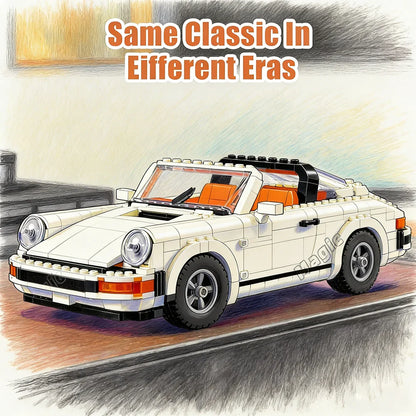 Classic Sports Car 1458PCS Mechanical Building Blocks – Retro Car Model Educational Toy for Kids, Birthday Gift