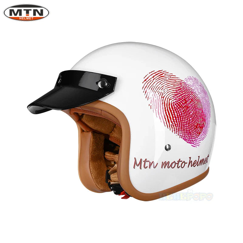Vintage 3/4 Motorcycle Helmet — DOT Certified Synthetic Leather Jet Helmet, Model 508