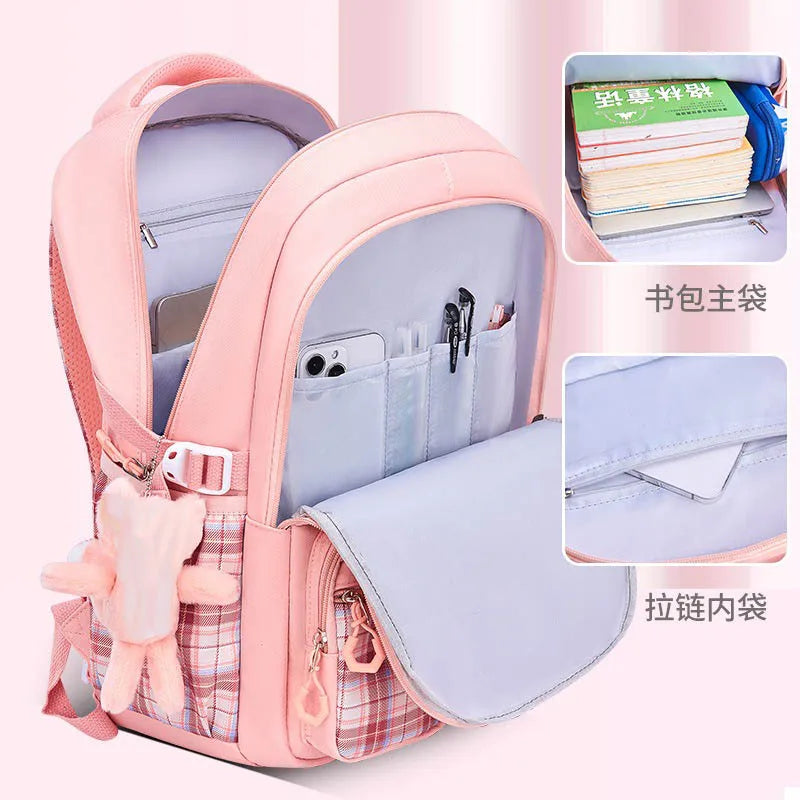 Ergonomic Spine-Protecting School Backpack | Large Capacity, Lightweight Waterproof Bag for Elementary Girls