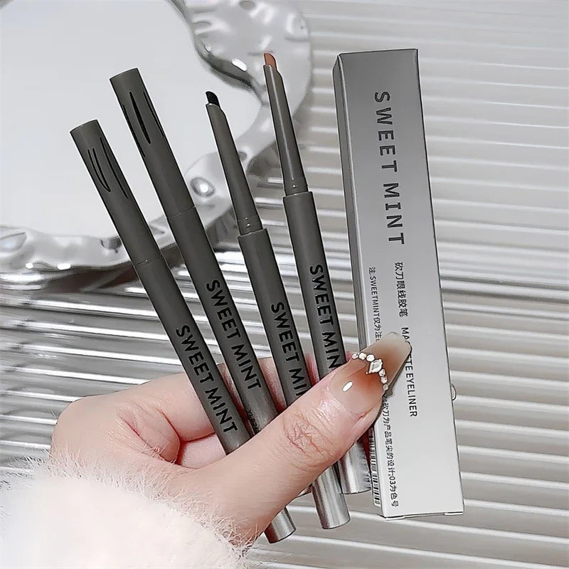 Silky Long-Lasting Waterproof Eyeliner Pencil – Natural Matte Wine Red Eye Makeup Pen