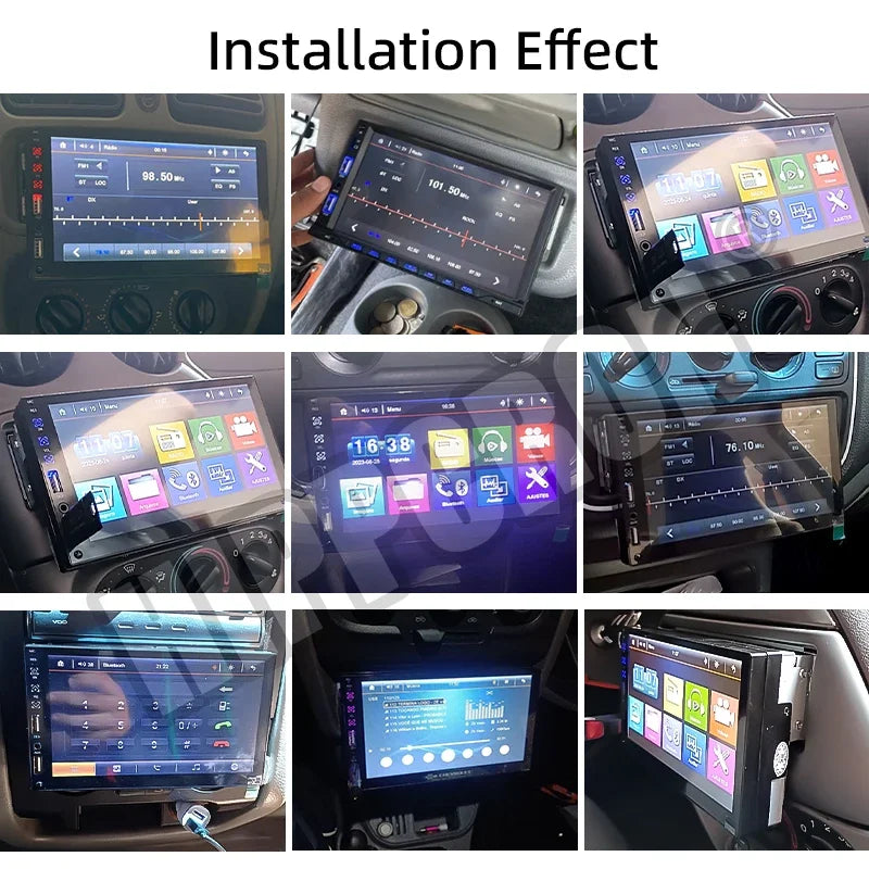 1-DIN Car Radio with 7’’ HD Touch Screen — Android Auto & CarPlay Multimedia Player, FM, AUX, Bluetooth, MirrorLink Universal Autoradio