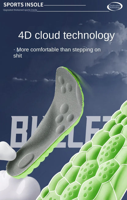 4D Massage Shoe Insoles — Super Soft Latex Sports Insoles with Arch Support, Orthopedic Inserts for Running & Basketball Shoes, Unisex