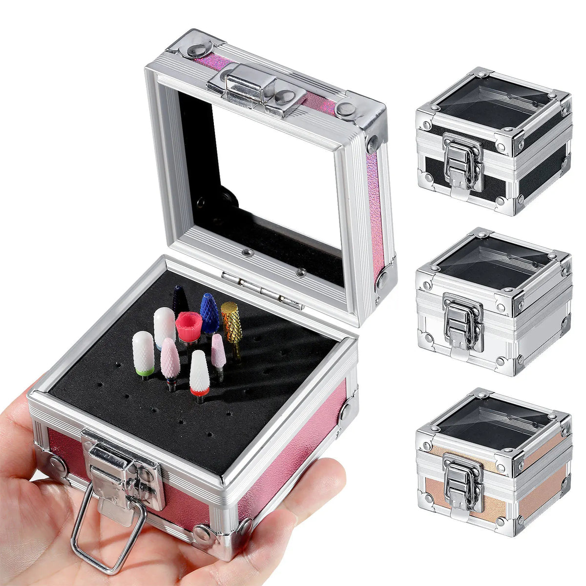 Professional Nail Drill Bit Holder - 25-Hole Aluminum Storage Box for Nail Art Tools