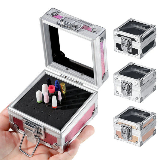 Professional Nail Drill Bit Holder - 25-Hole Aluminum Storage Box for Nail Art Tools