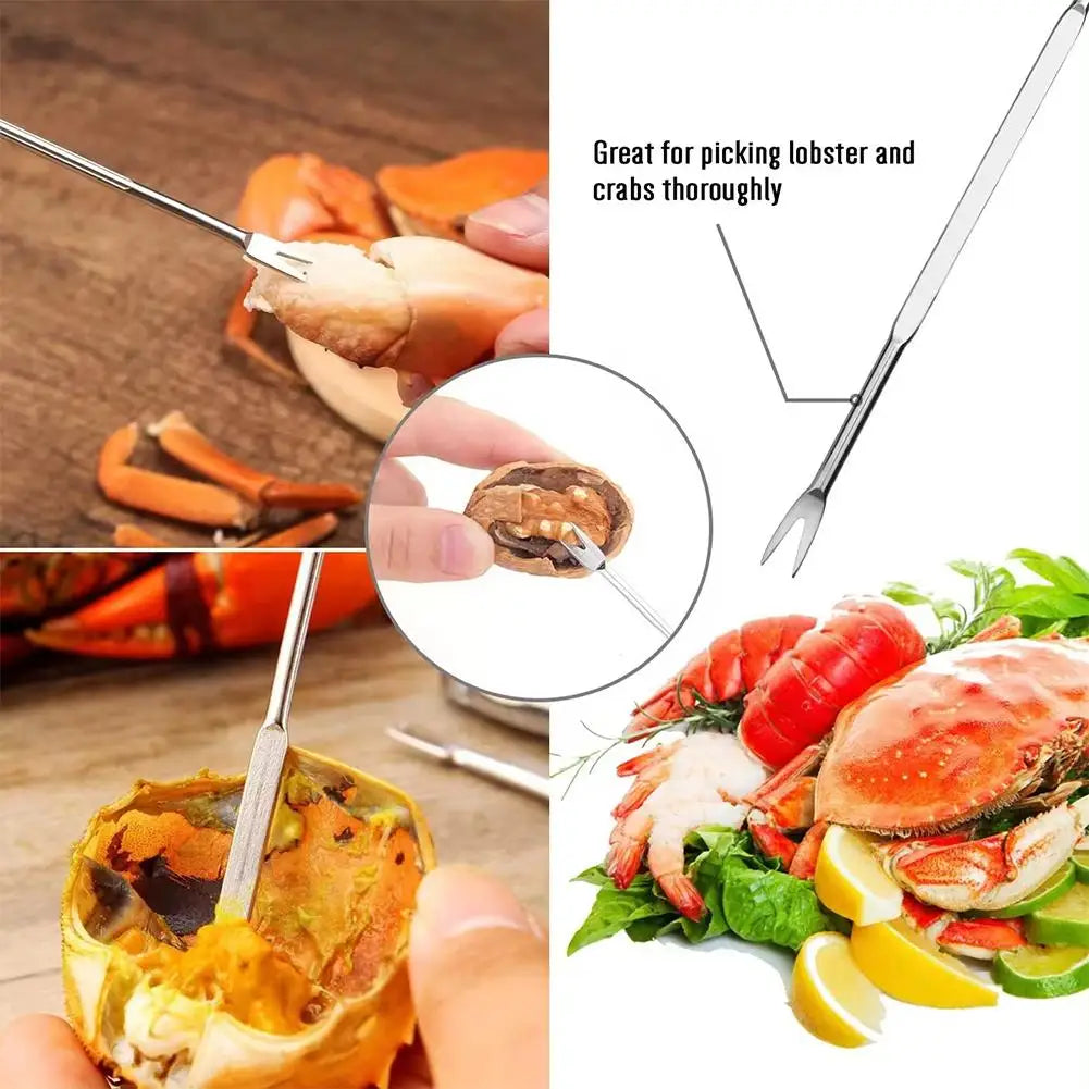 Stainless Steel Crab & Lobster Tool Set – Seafood Forks, Nutcracker & Sheller Kit for Crab Legs and Claws