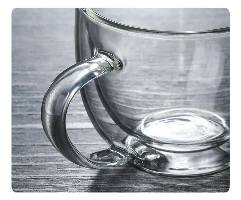 150-350ml Heat Resistant Borosilicate Glass Mug – Double Wall Coffee Cup with Handle, Clear Milk & Water Cup Gift