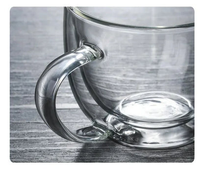 150-350ml Heat Resistant Borosilicate Glass Mug – Double Wall Coffee Cup with Handle, Clear Milk & Water Cup Gift